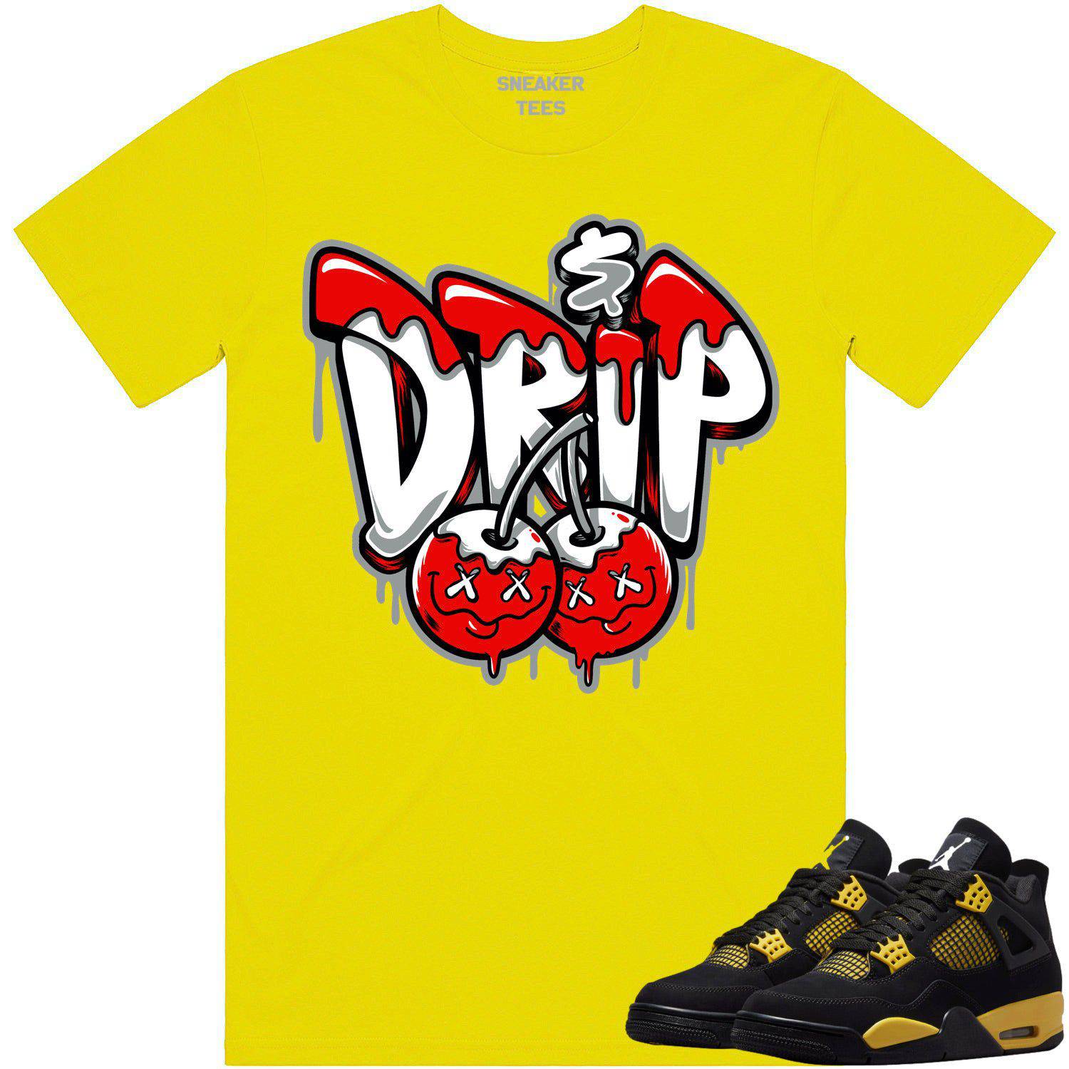 Thunder 4s Shirt - Jordan 4 Thunder Sneaker Tees - Red Money Drip