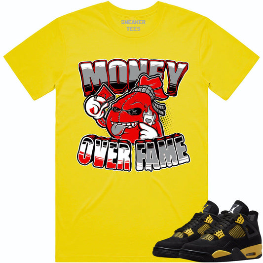 Thunder 4s Shirt - Jordan 4 Thunder Sneaker Tees - Red Money over Fame