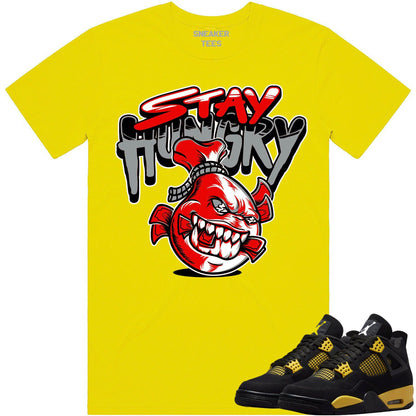 Thunder 4s Shirt - Jordan 4 Thunder Sneaker Tees - Red Stay Hungry