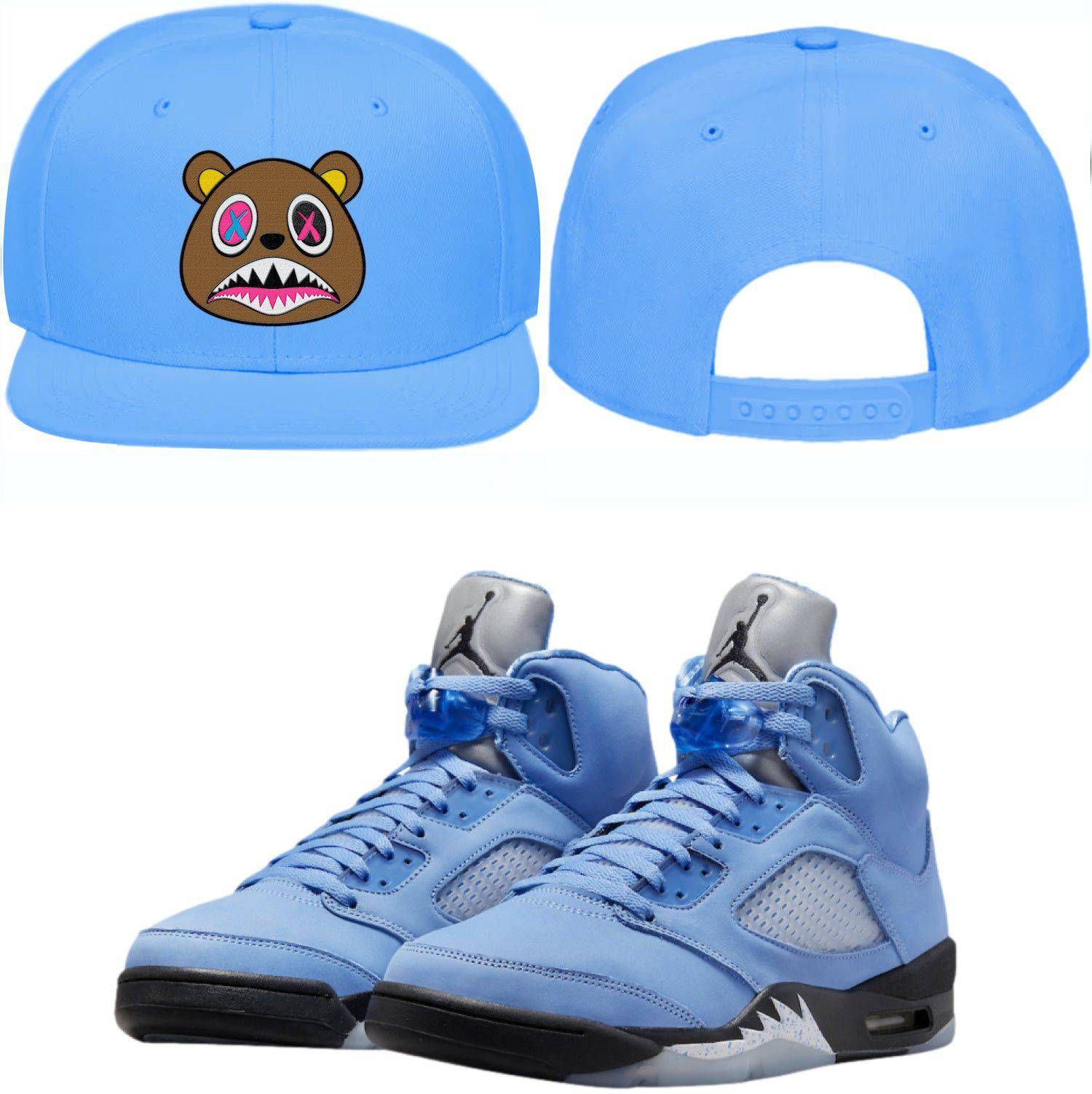 UNC 5s Snapback Hat - Jordan 5 University Blue 5s Hats - Crazy Baws