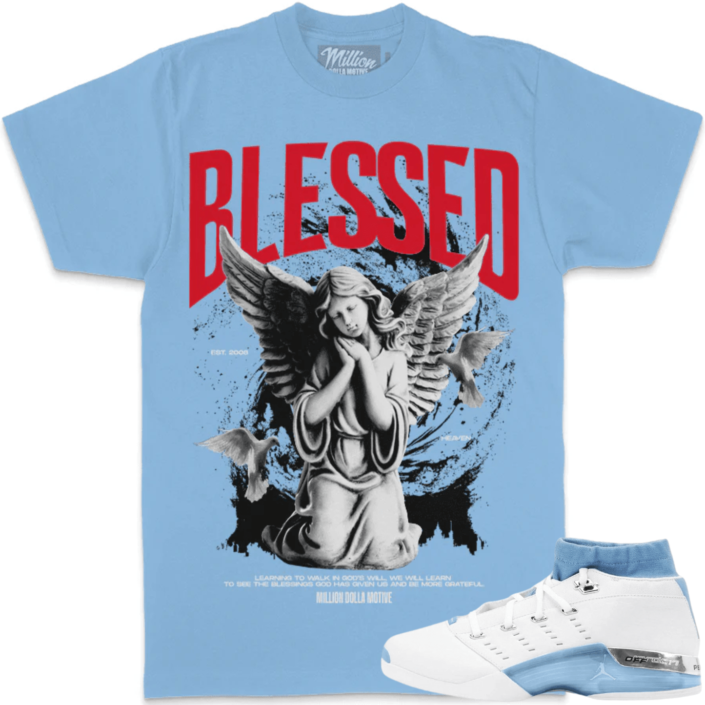 University Blue 17s Shirts - Jordan 17 Low Sneaker Tees - Blessed