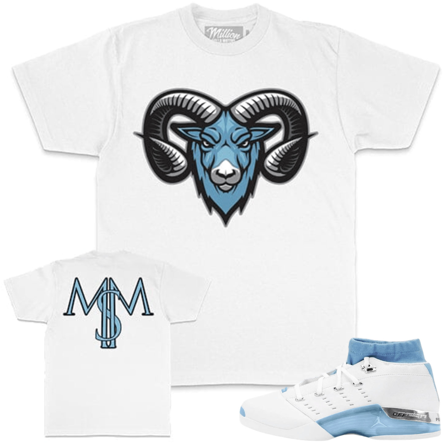 University Blue 17s Shirts - Jordan 17 Low Sneaker Tees - Ram