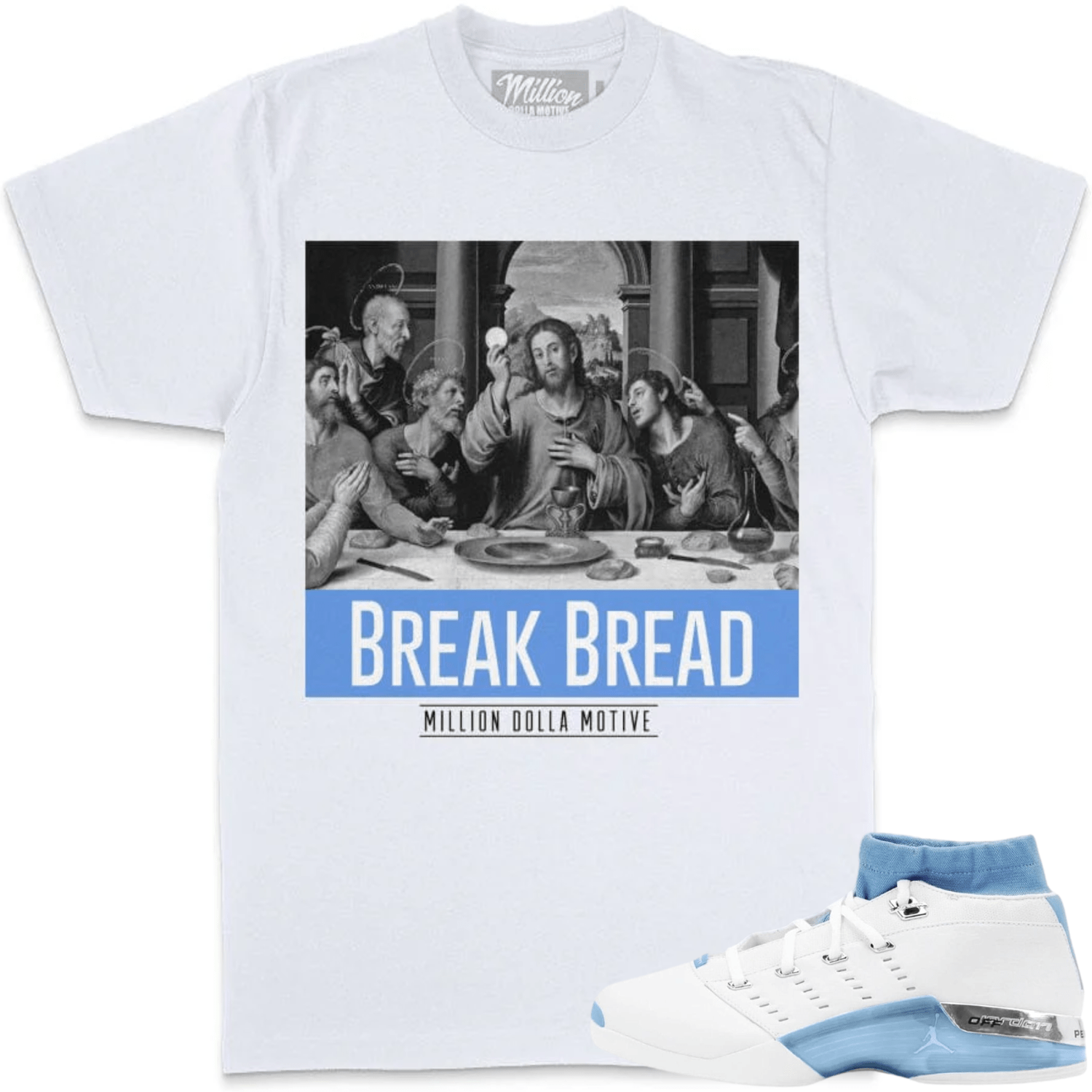 University Blue 17s Shirts - Jordan 17s Low Sneaker Tees - Break Bread