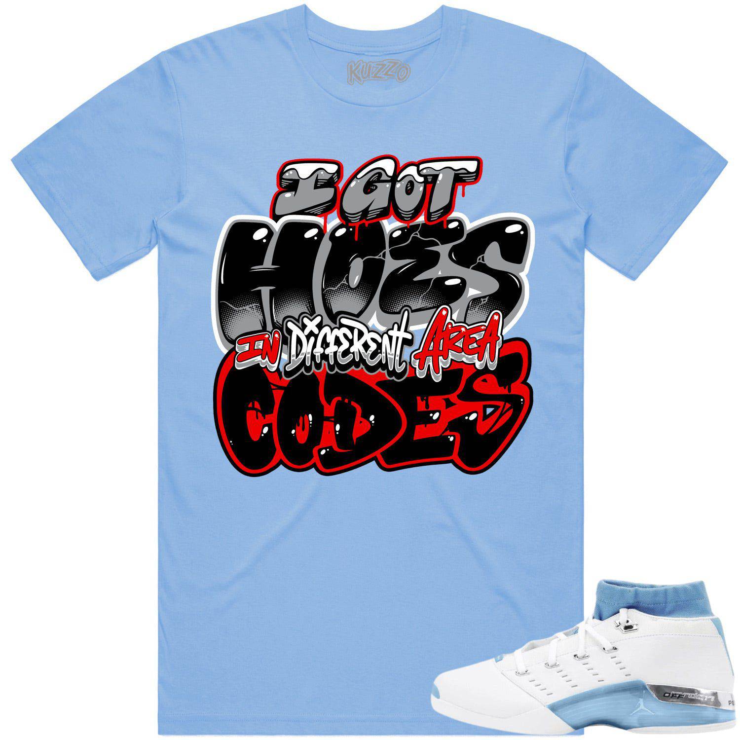 University Blue 17s Shirts - Jordan Retro 17 Low Shirts - Area Codes