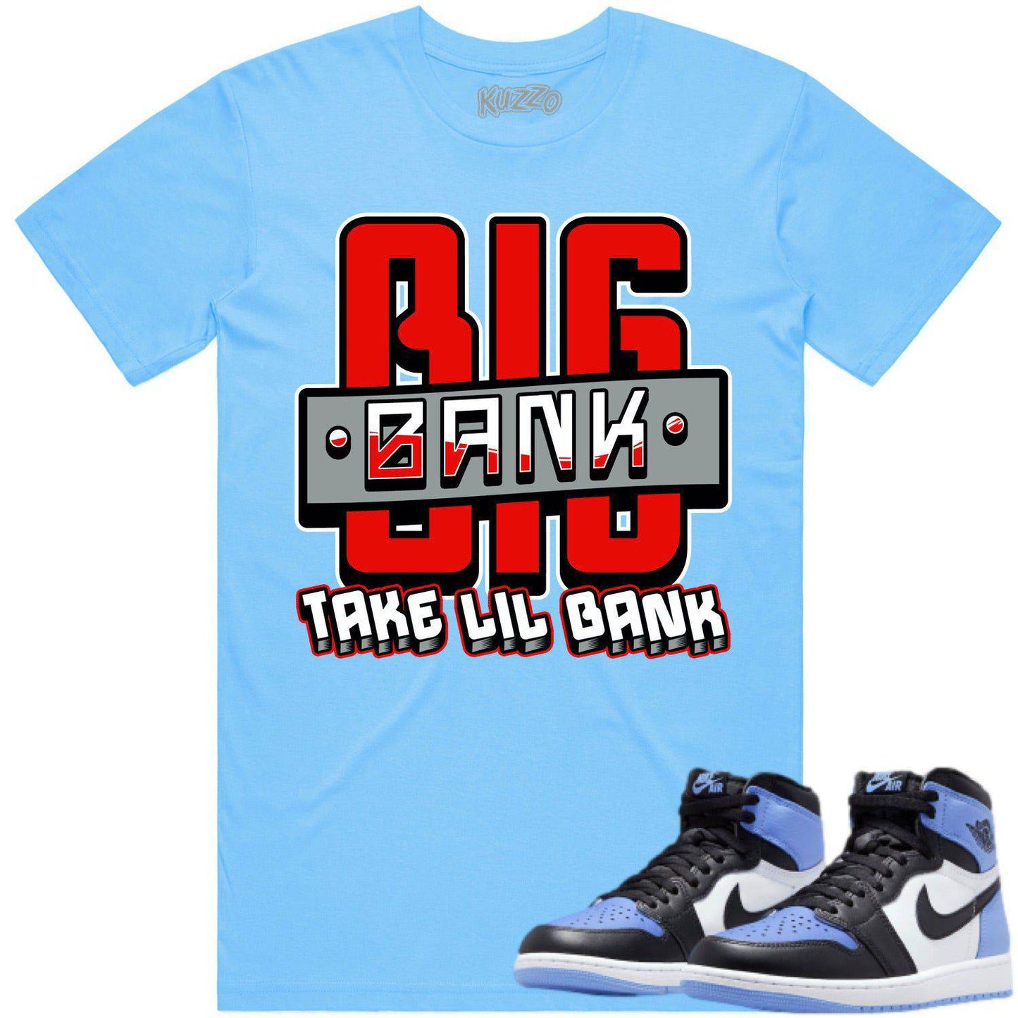 University Blue 1s Shirt - Jordan Retro UNC Toe Shirt - Red Big Bank