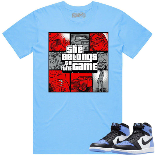 University Blue 1s Shirt - Jordan Retro UNC Toe Shirt - Red Game