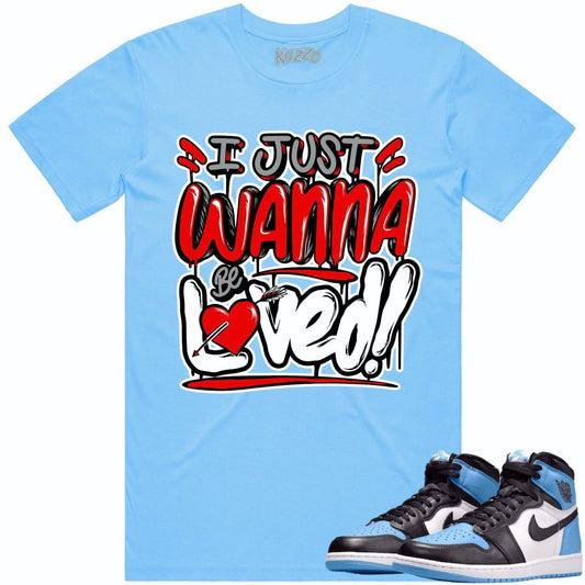 University Blue 1s Shirt - Jordan Retro UNC Toe Shirt - Red Loved