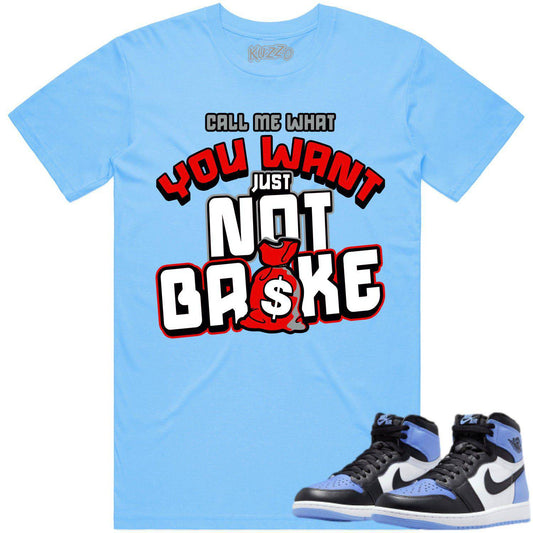 University Blue 1s Shirt - Jordan Retro UNC Toe Shirt - Red Not Broke