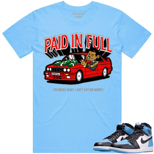 University Blue 1s Shirt - Jordan Retro UNC Toe Shirt - Red Paid