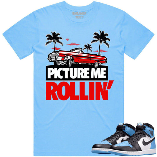 University Blue 1s Shirt - Jordan Retro UNC Toe Shirt - Red Picture