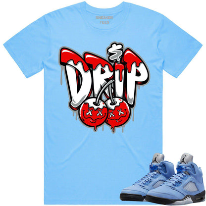 University Blue 5s Shirt - Jordan Retro 5 UNC 5s Shirt - Money Drip