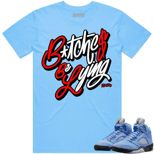 University Blue 5s Shirt - Jordan Retro 5 UNC 5s Shirt - Red BBL