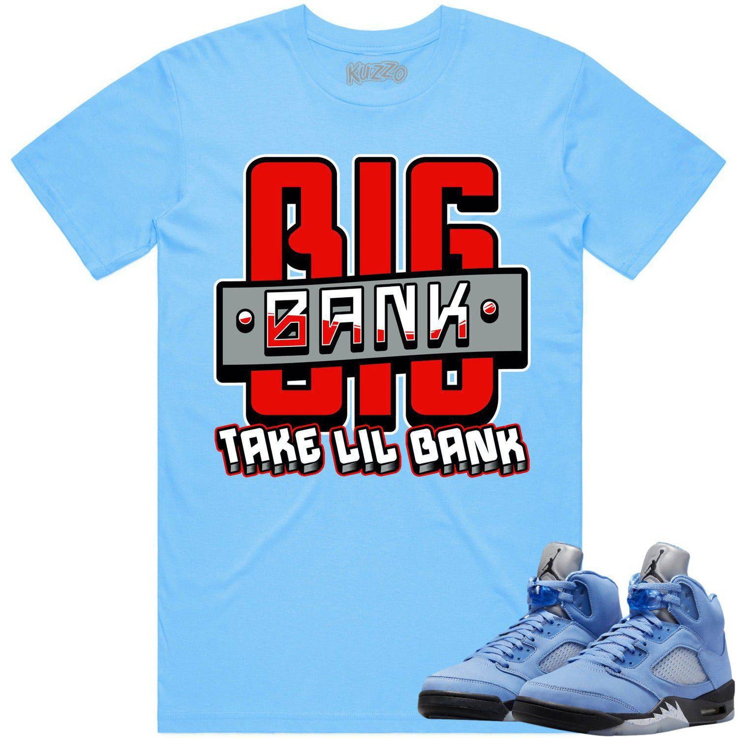 University Blue 5s Shirt - Jordan Retro 5 UNC 5s Shirt - Red Big Bank