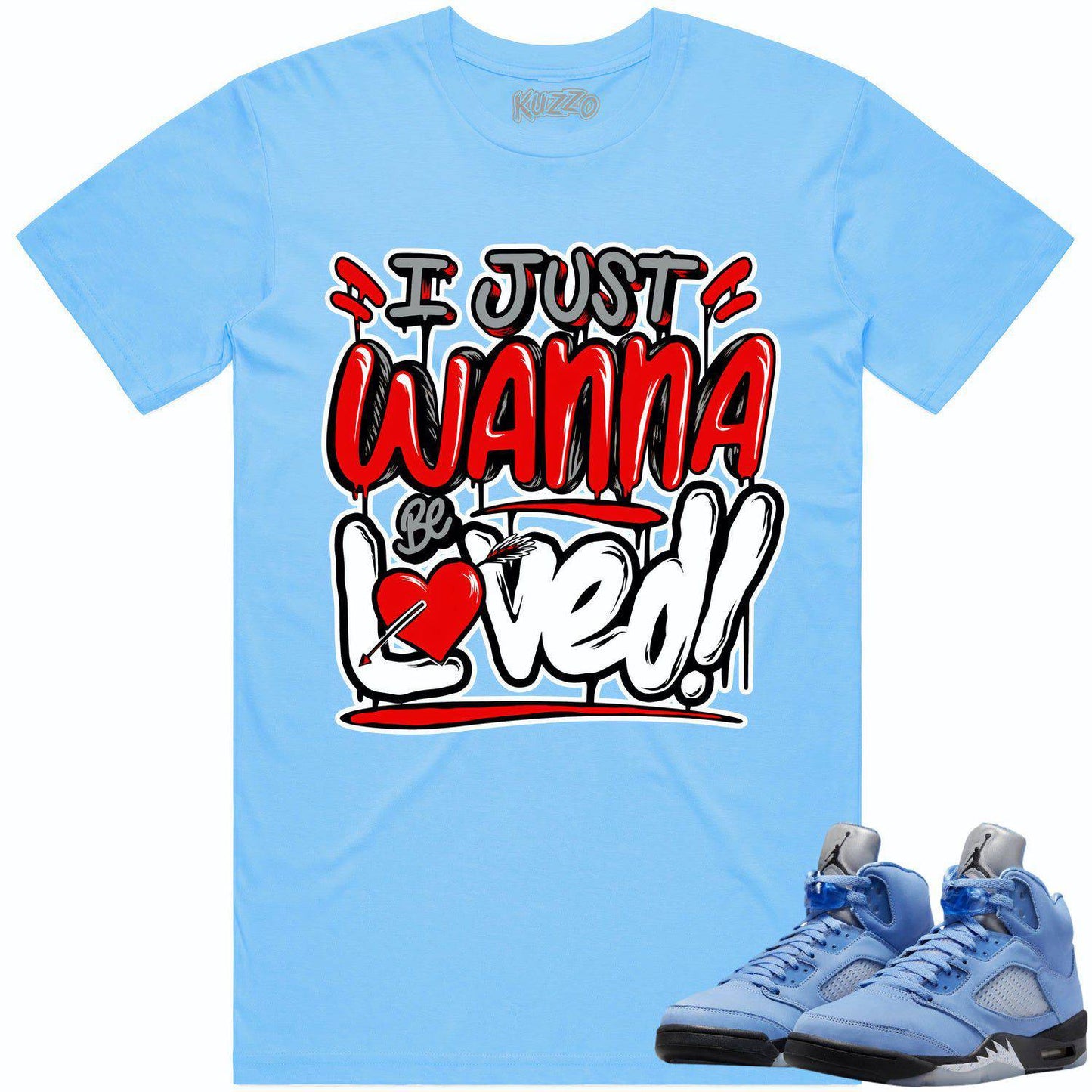 University Blue 5s Shirt - Jordan Retro 5 UNC 5s Shirt - Red Loved