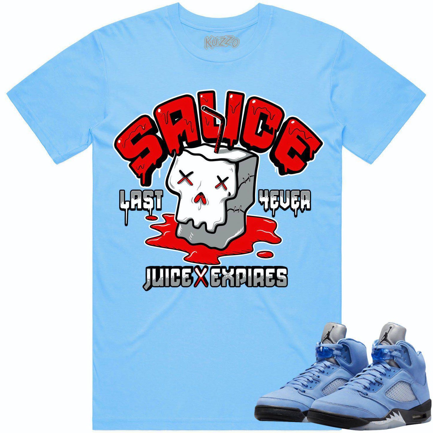 University Blue 5s Shirt - Jordan Retro 5 UNC 5s Shirt - Red Sauce