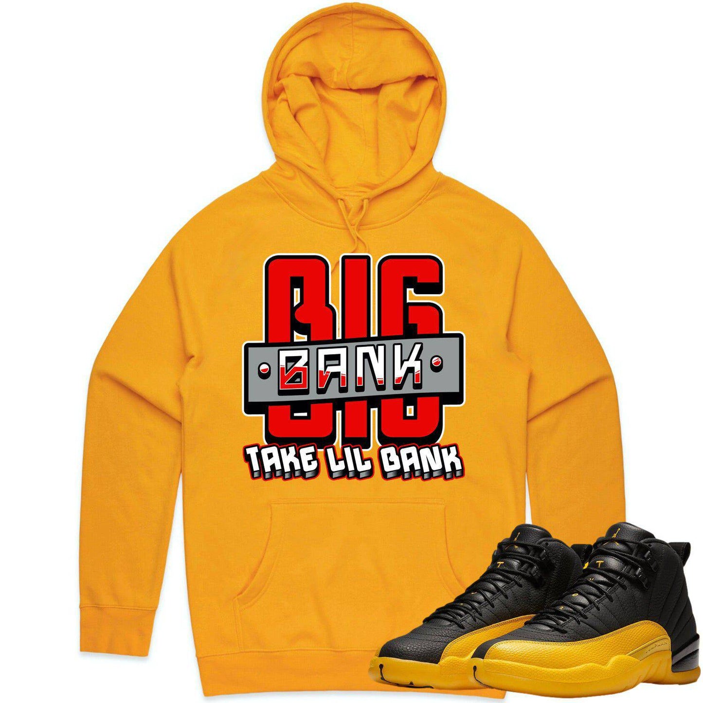 University Gold 12s Hoodie - Jordan 12 Gold Hoodie - Red Big Bank