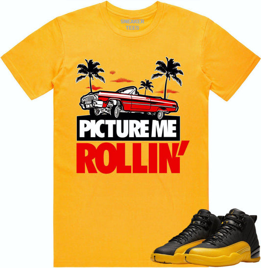 University Gold 12s Shirt - Jordan Retro 12 Sneaker Tees - Red Picture