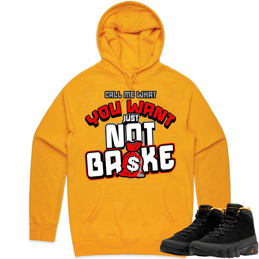 University Gold 9s Hoodie - Jordan 9 Gold Hoodie - Red Not Broke