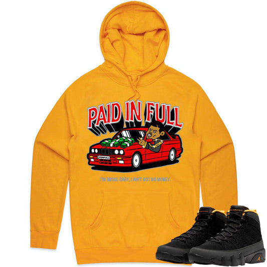 University Gold 9s Hoodie - Jordan 9 Gold Hoodie - Red Paid