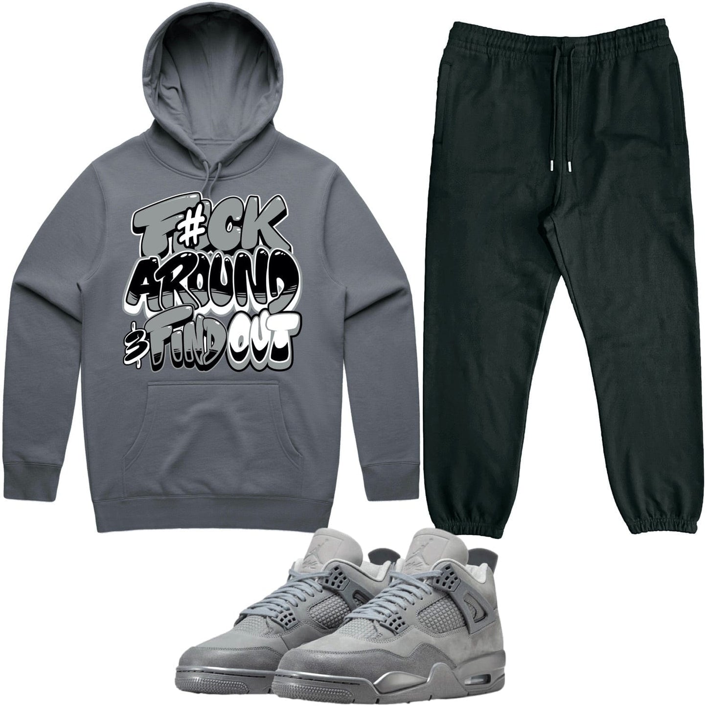 Wet Cement 4s Sneaker Outfits - Hoodie and Jogger Sweat Suit - F#ck