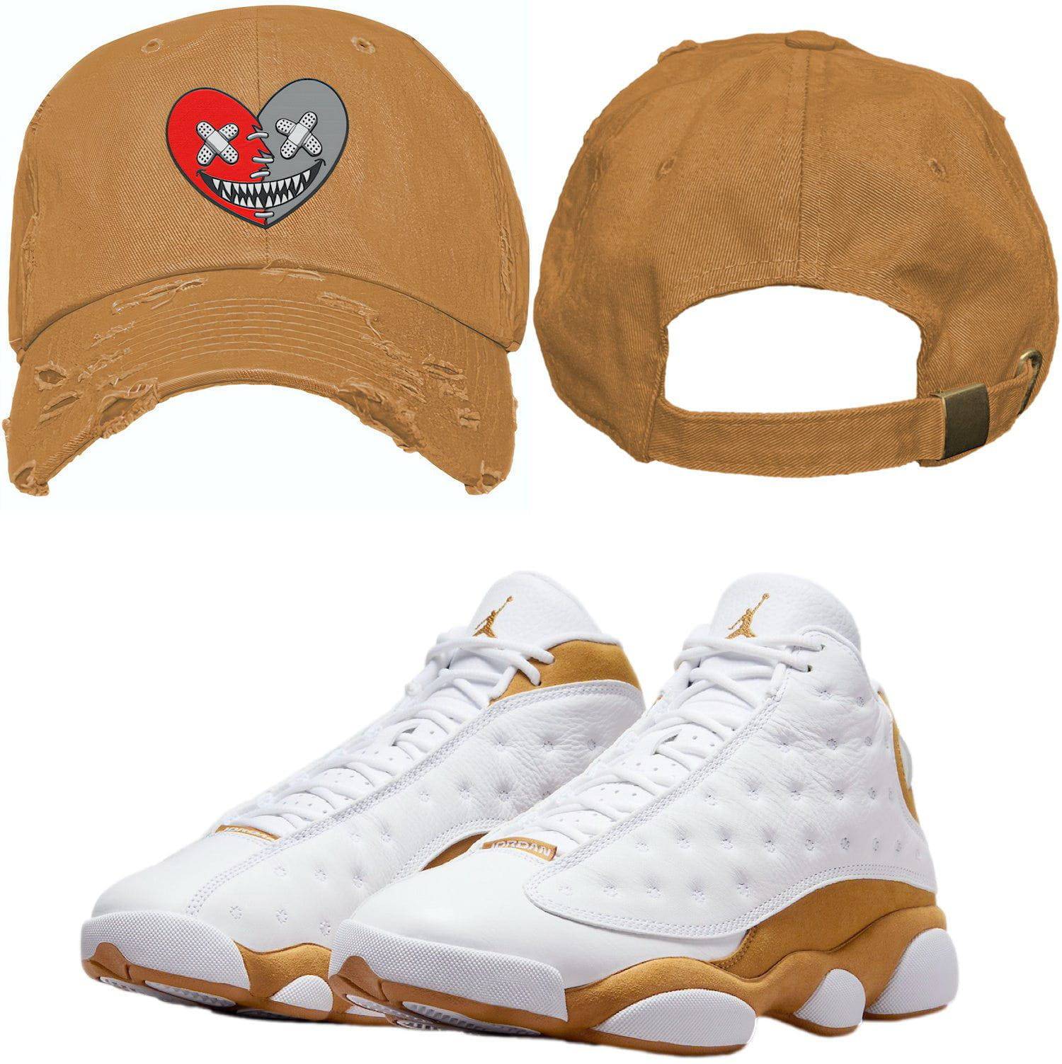 Wheat 13s Dad Hat - Jordan 13 Wheat 13s Hats - Red Heart