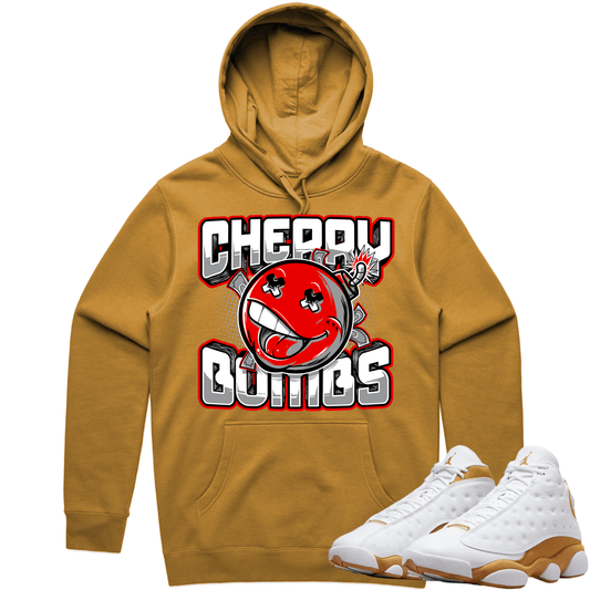 Wheat 13s Hoodie - Jordan Retro 13 Wheat Hoodie - Red Cherry Bombs