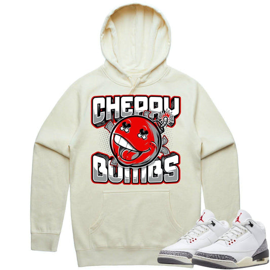 White Cement 3s Hoodie - Jordan 3 Reimagined 3s Hoodie - Cherry Bombs