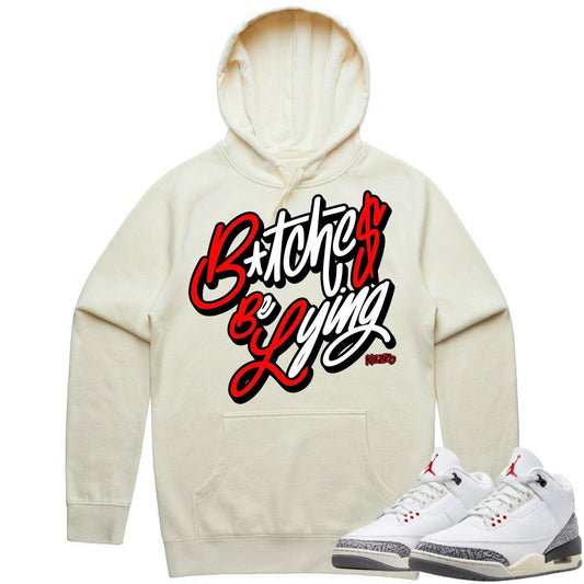 White Cement 3s Hoodie - Jordan 3 Reimagined 3s Hoodie - Red BBL