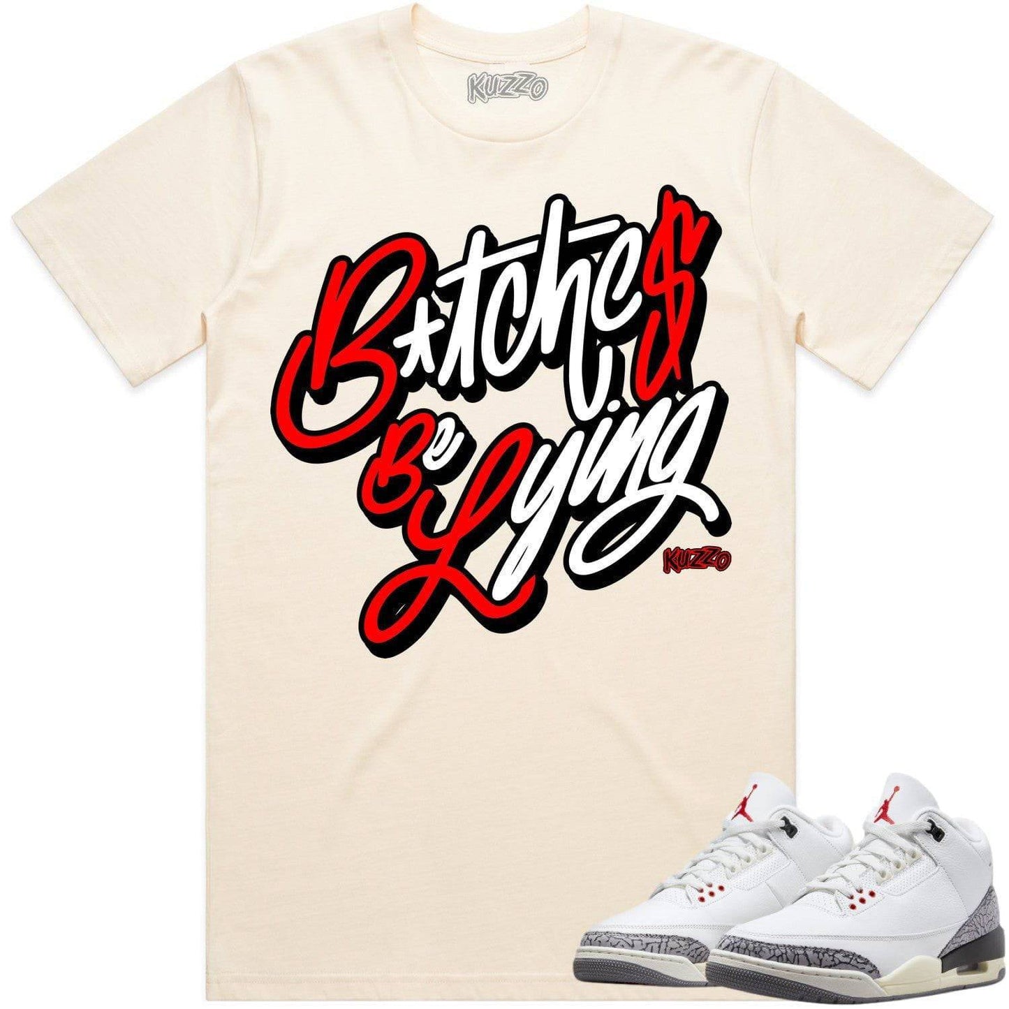 White Cement 3s Shirt - Jordan Retro 3 Reimagined Shirt - Red BBL