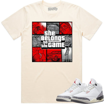 White Cement 3s Shirt - Jordan Retro 3 Reimagined Shirt - Red Game