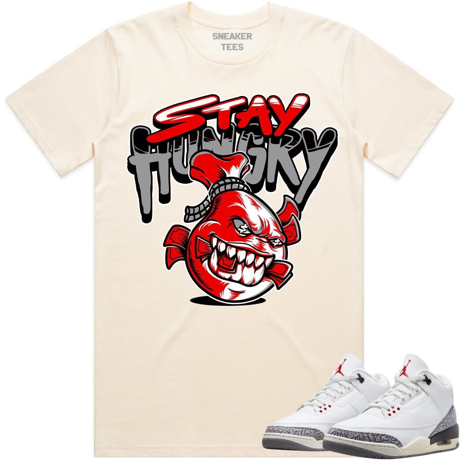 White Cement 3s Shirt - Jordan Retro 3 Reimagined Shirt - Stay Hungry