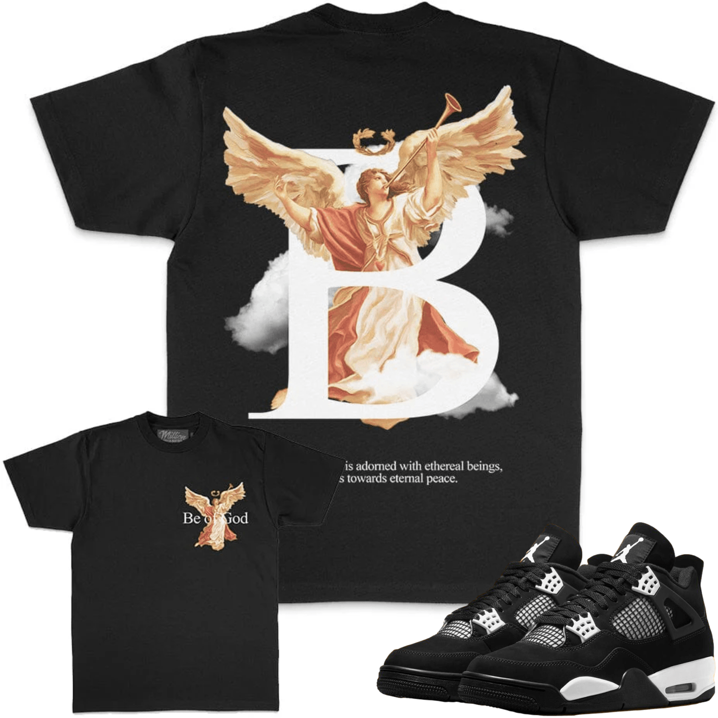 White Thunder 4s Shirts - Jordan Retro 4 Sneaker Tees - Be of God