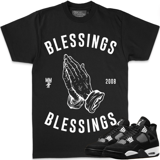 White Thunder 4s Shirts - Jordan Retro 4 Sneaker Tees - Blessings