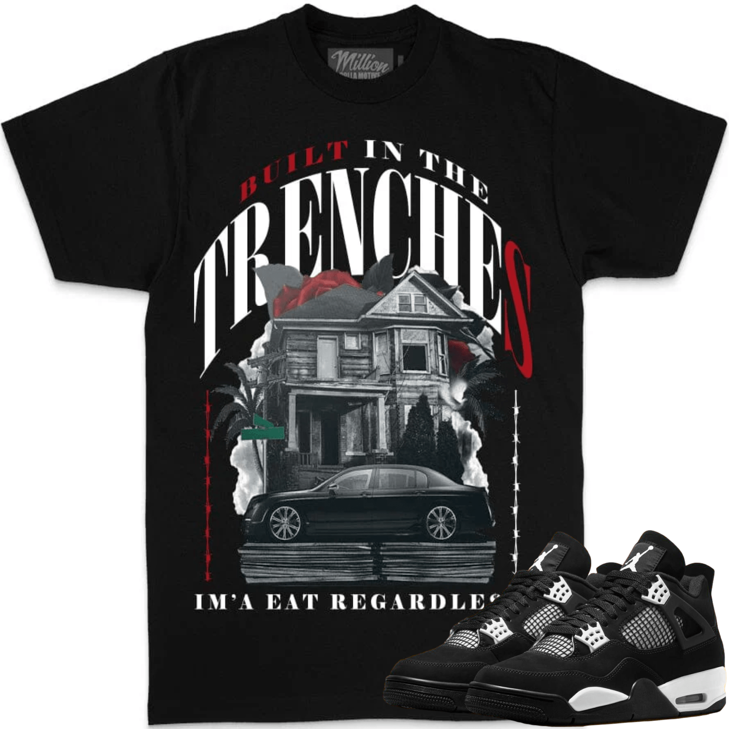 White Thunder 4s Shirts - Jordan Retro 4 Sneaker Tees - Built