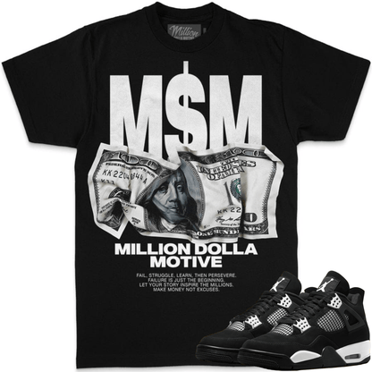 White Thunder 4s Shirts - Jordan Retro 4 Sneaker Tees - Crumpled Money