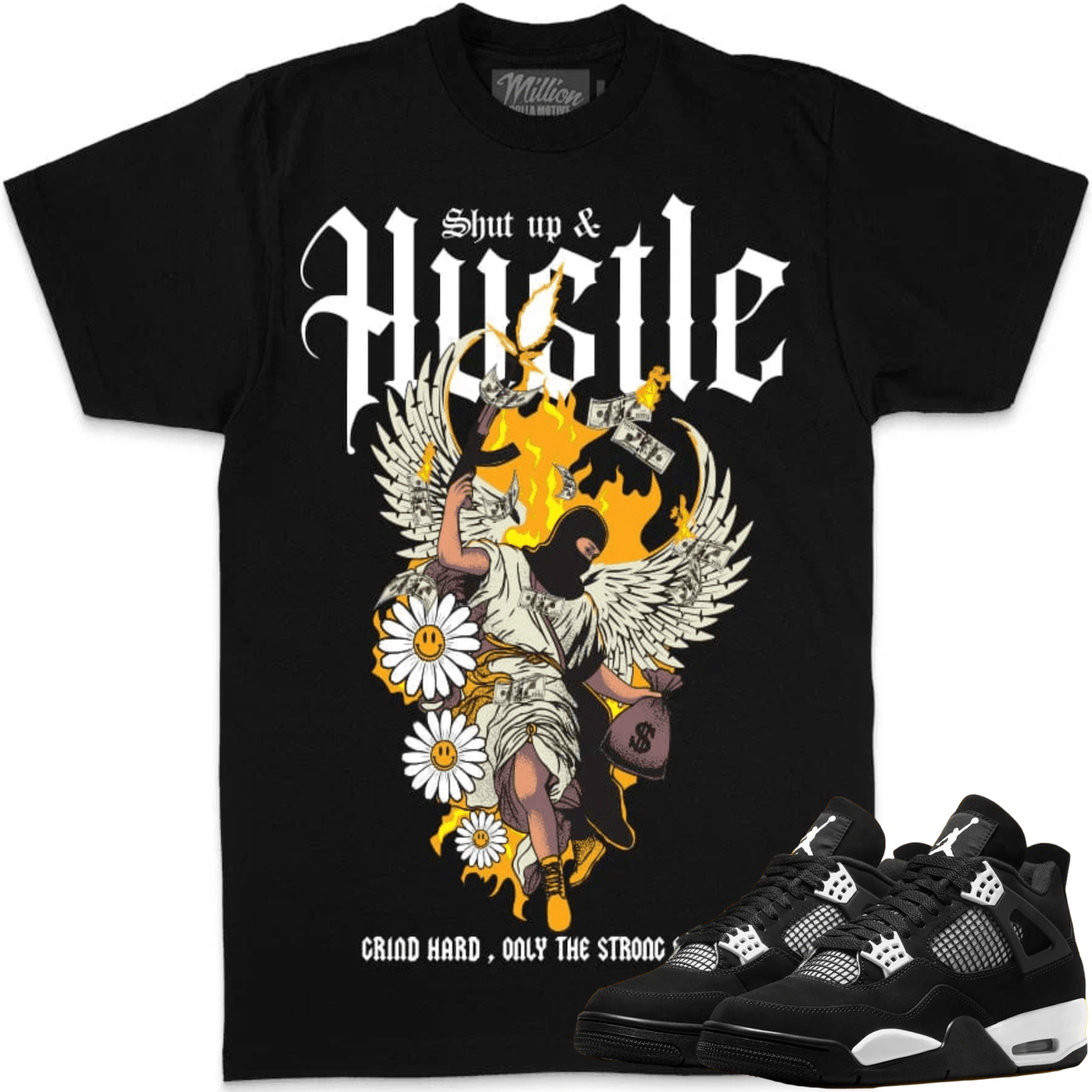 White Thunder 4s Shirts - Jordan Retro 4 Sneaker Tees - Hustle