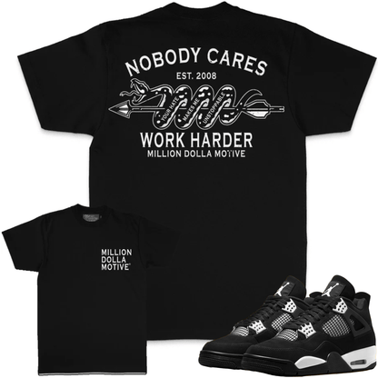 White Thunder 4s Shirts - Jordan Retro 4 Sneaker Tees - Nobody Cares