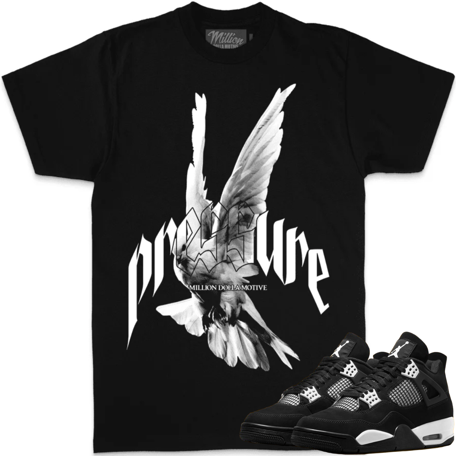 White Thunder 4s Shirts - Jordan Retro 4 Sneaker Tees - Pressure