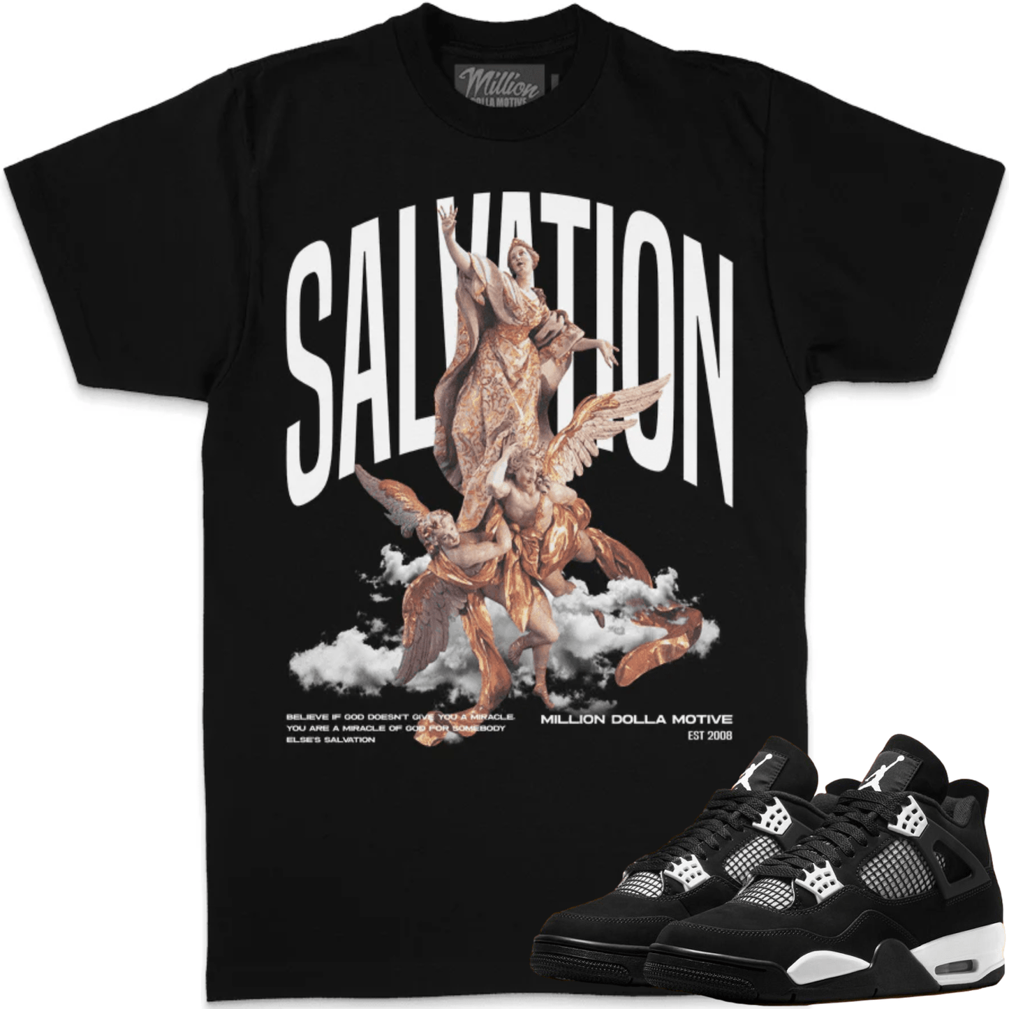 White Thunder 4s Shirts - Jordan Retro 4 Sneaker Tees - Salvation