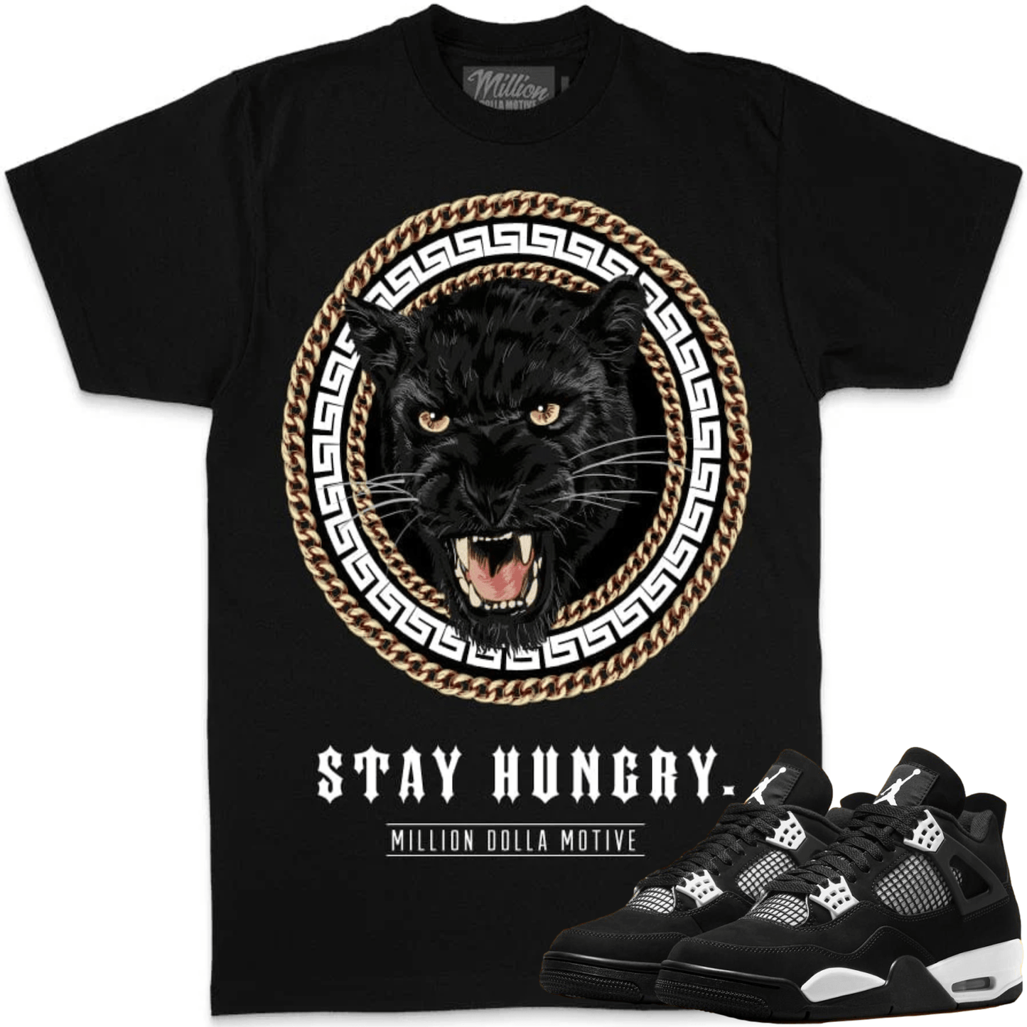 White Thunder 4s Shirts - Jordan Retro 4 Sneaker Tees - Stay Hungry