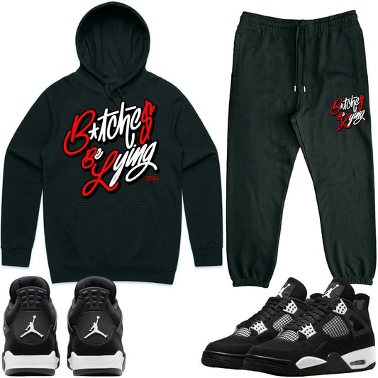 White Thunder 4s Sneaker Outfits - Hoodie and Jogger Set - BBL