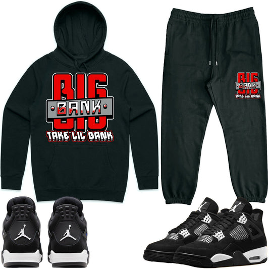 White Thunder 4s Sneaker Outfits - Hoodie and Jogger Set - Big Bank