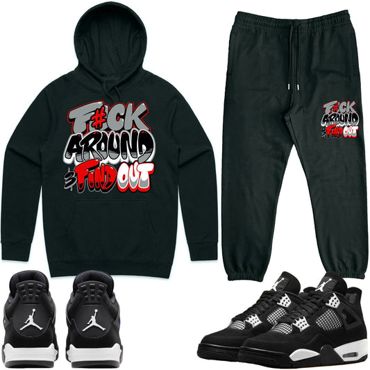 White Thunder 4s Sneaker Outfits - Hoodie and Jogger Set - F#ck