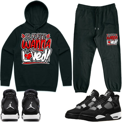 White Thunder 4s Sneaker Outfits - Hoodie and Jogger Set - Loved