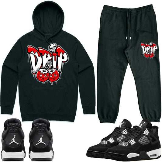 White Thunder 4s Sneaker Outfits - Hoodie and Jogger Set - Money Drip