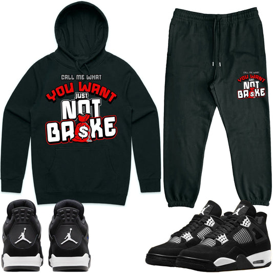 White Thunder 4s Sneaker Outfits - Hoodie and Jogger Set - Not Broke