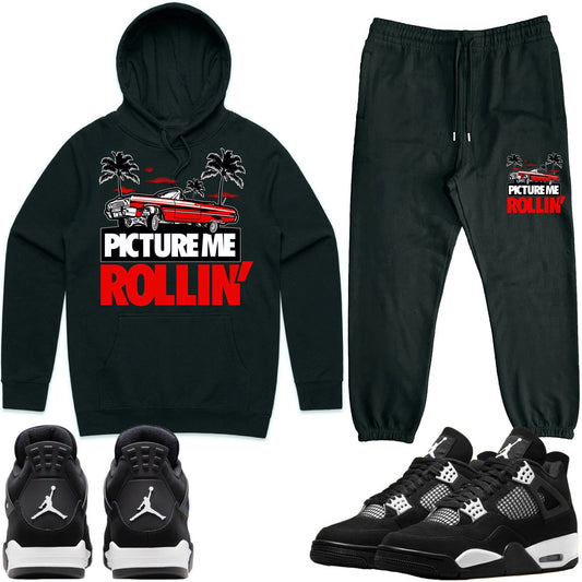 White Thunder 4s Sneaker Outfits - Hoodie and Jogger Set - PMR