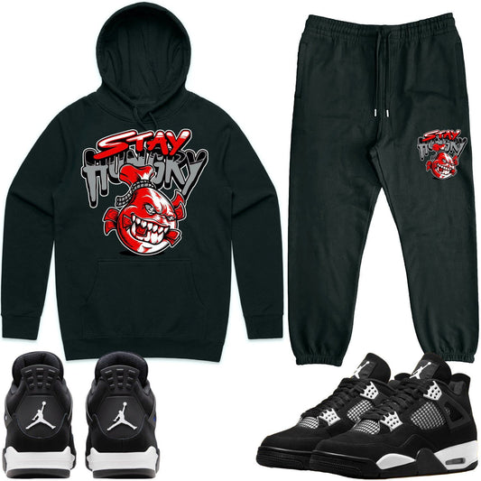 White Thunder 4s Sneaker Outfits - Hoodie and Jogger Set - Stay Hungry