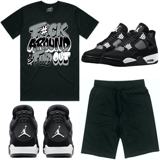 White Thunder 4s Sneaker Outfits -Shirt and Shorts - F#ck