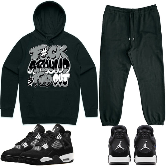 White Thunder 4s Sweat Suits - Hoodie and Jogger Set - F#ck